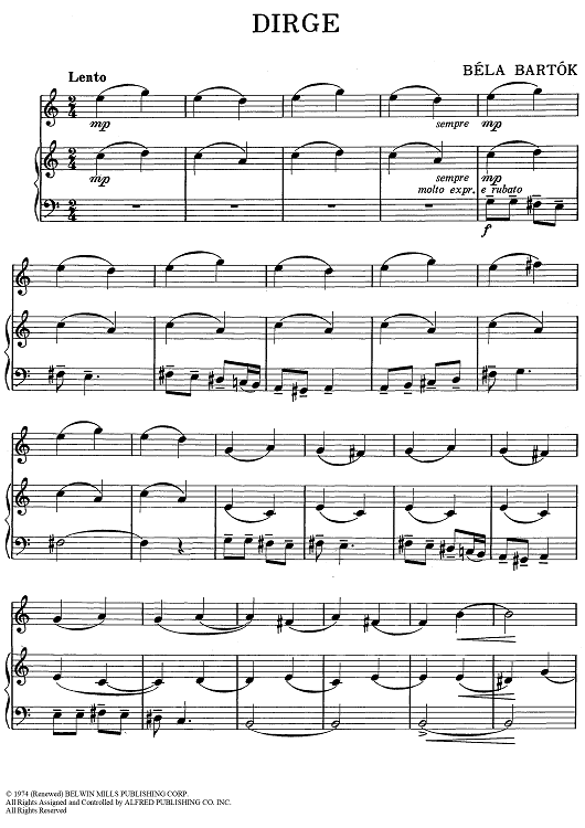 Dirge - Piano/Conductor, Oboe, Bells