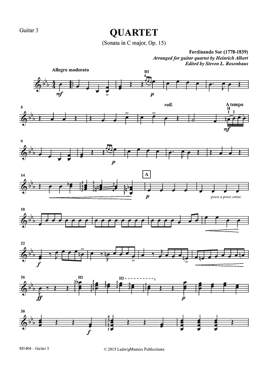 Quartet (Sonata in C major, Op. 15) - Guitar 3