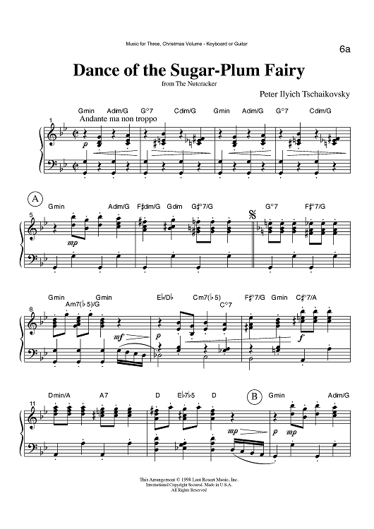 Dance of the Sugar-Plum Fairy - from The Nutcracker - Keyboard or Guitar