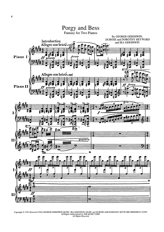 Porgy and Bess - Fantasy for Two Pianos