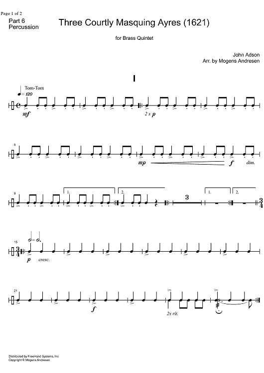 3 Courtly Masquing Ayres - Percussion