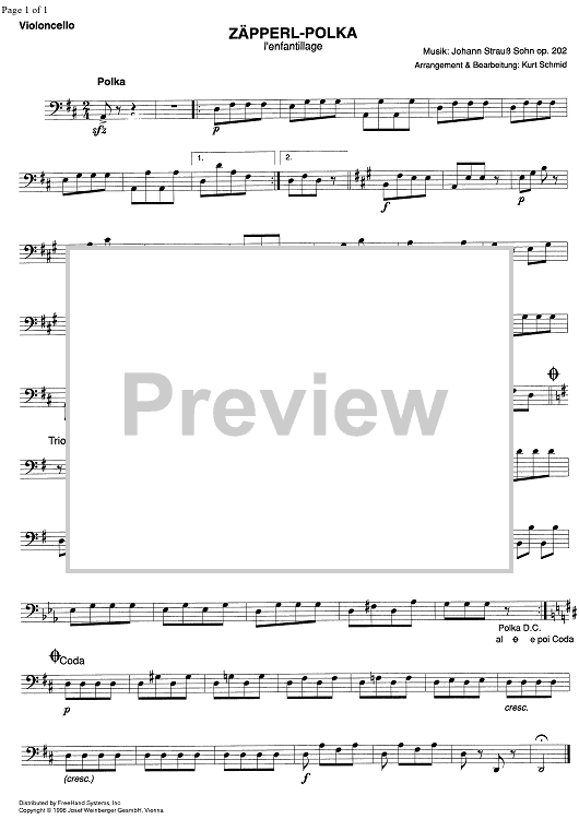 Zäpperl Polka Op.202 - Cello