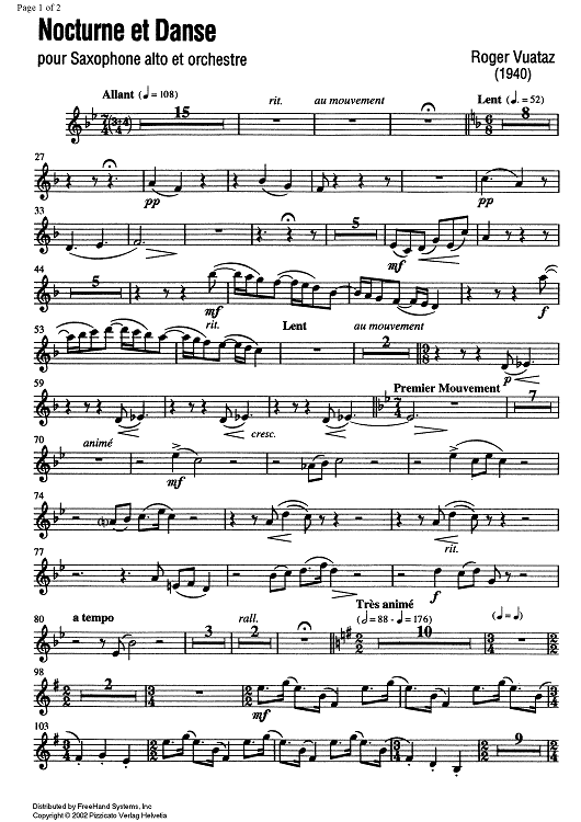 Nocturne et Danse Op.58 No. 2 - Oboe 1