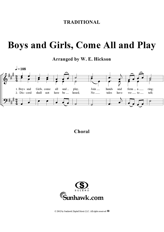 Boys and Girls, Come All and Play