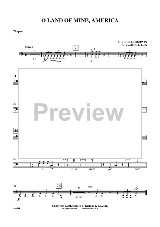 O Land Of Mine, America - Timpani
