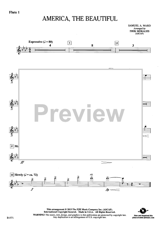 America, the Beautiful - Flute 1