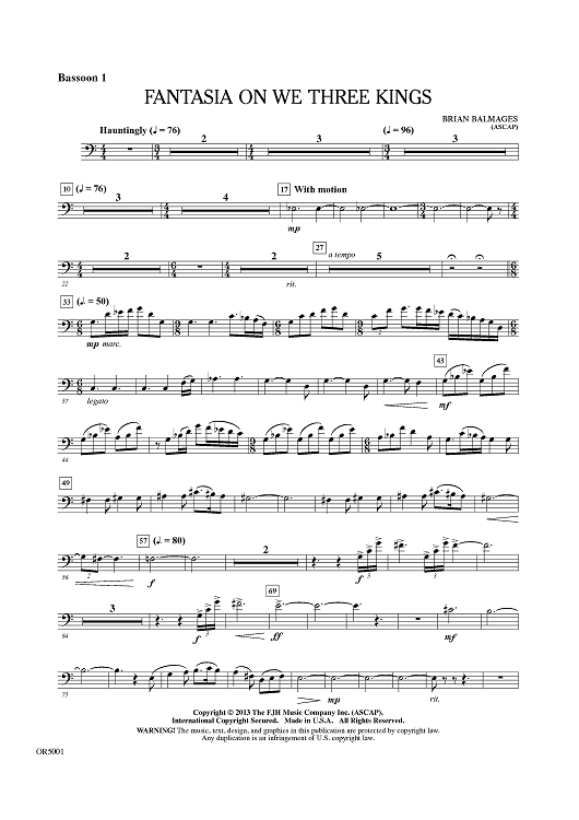 Fantasia On We Three Kings - Bassoon 1