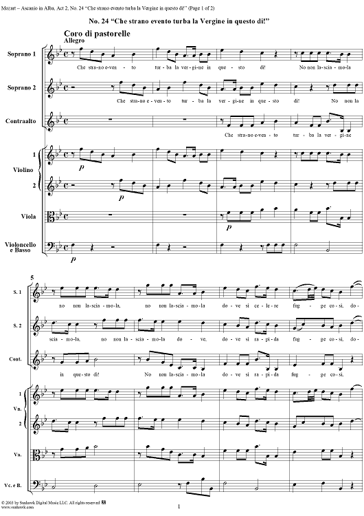 "Che strano evento turba la Vergine in questo dì!", No. 24 from "Ascanio in Alba", Act 2, K111 - Full Score