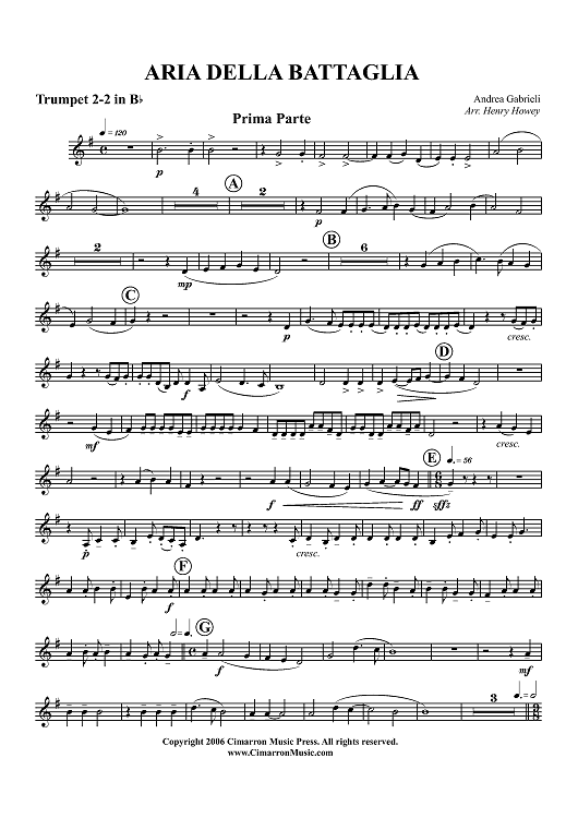 Aria Della Battaglia - Trumpet 2-2 in B-flat