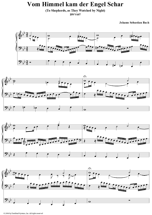 Vom Himmel kam der Engel Schar (To Shepherds, as They Watched by Night), No. 9 (from "Das Orgelbüchlein"), BWV607