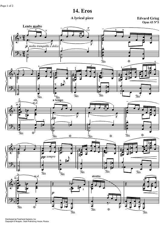 Lyrical Pieces Op.43 No. 5 - Erotik
