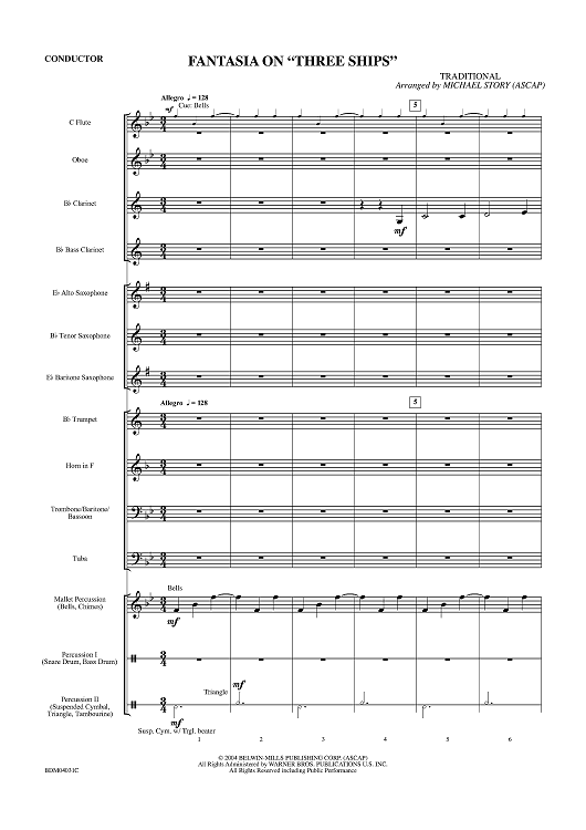 Fantasia on "Three Ships" - Conductor's Score