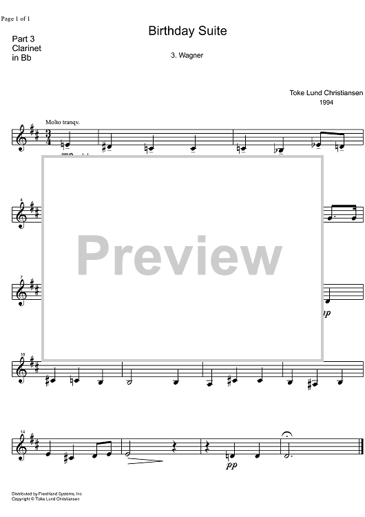 Birthday Variations Wagner - Clarinet