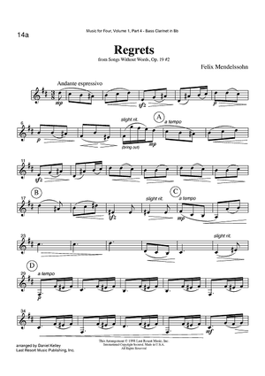 Regrets - from Songs Without Words, Op. 19 #2 - Part 4 Bass Clarinet in Bb
