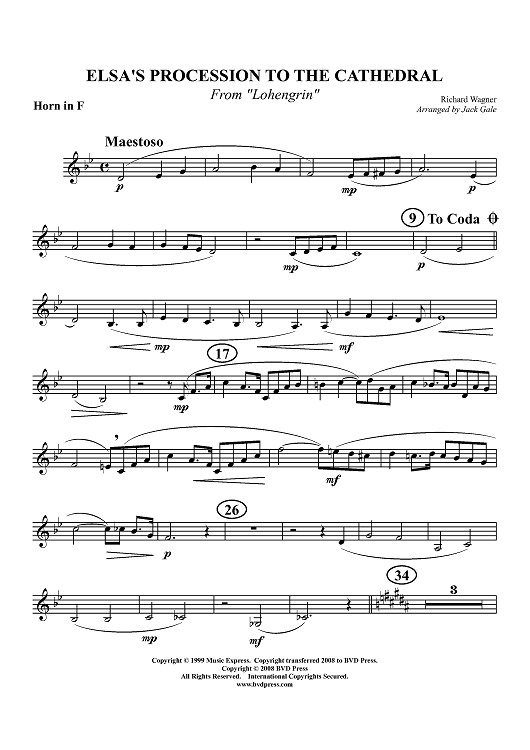 Elsa's Procession to the Cathedral (from "Lohengrin") - Horn (Op. Trombone)