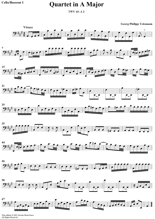 Quartet in A major - Cello/Bassoon 1