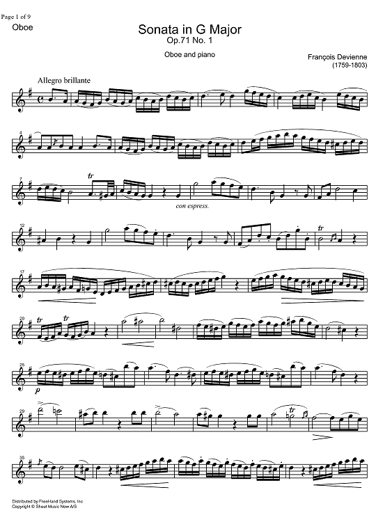 Sonata G Major Op.71 No. 1 - Oboe
