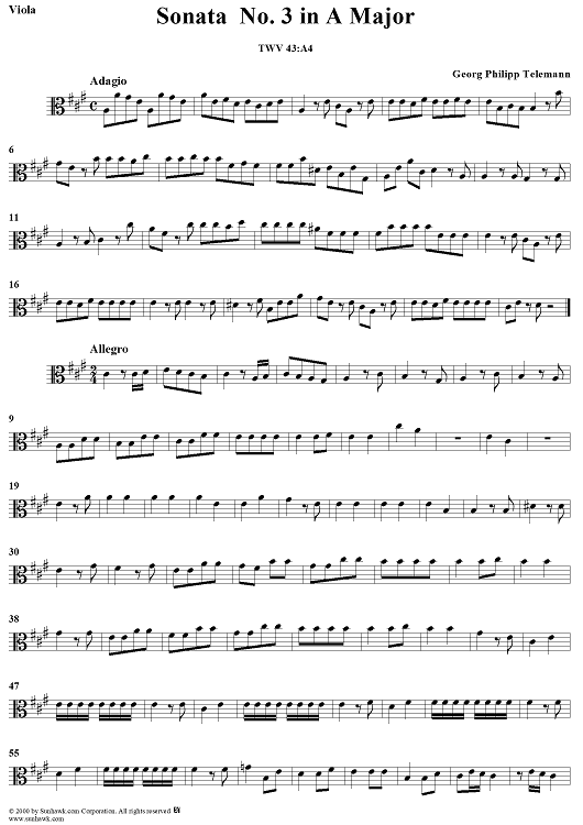 Sonata No. 3 in A Major - Viola