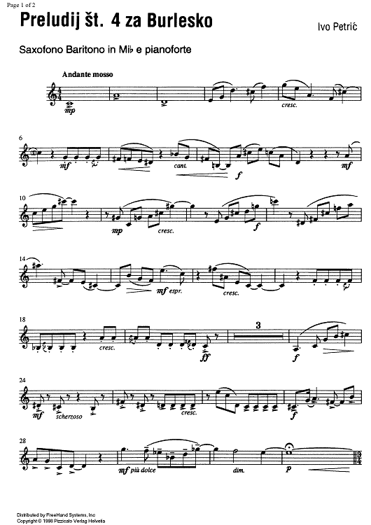 Preludij st. 4 za Burlesko - E-flat Baritone Saxophone