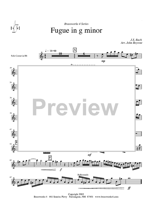 Fugue in g minor - Solo Cornet in Bb