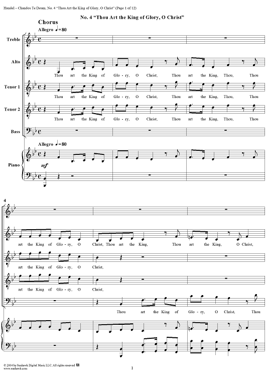 Chandos Te Deum in B-flat Major, HWV281: No. 4, Thou Art the King of Glory, O Christ
