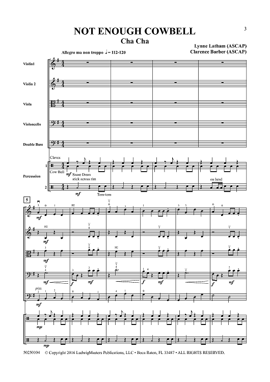 Not Enough Cowbell - Cha Cha for String Orchestra - Score