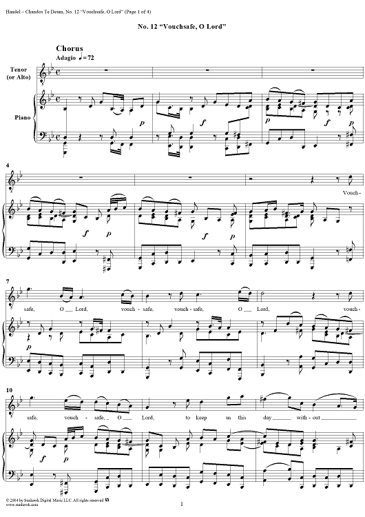 Chandos Te Deum in B-flat Major, HWV281: No. 12, Vouchsafe, O Lord