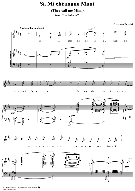 Si, Mi chiamano Mimi (They call me Mimi) - From "La Bohème"