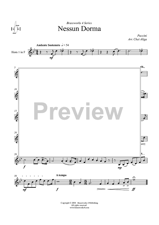 Nessun Dorma - Horn 1 in F