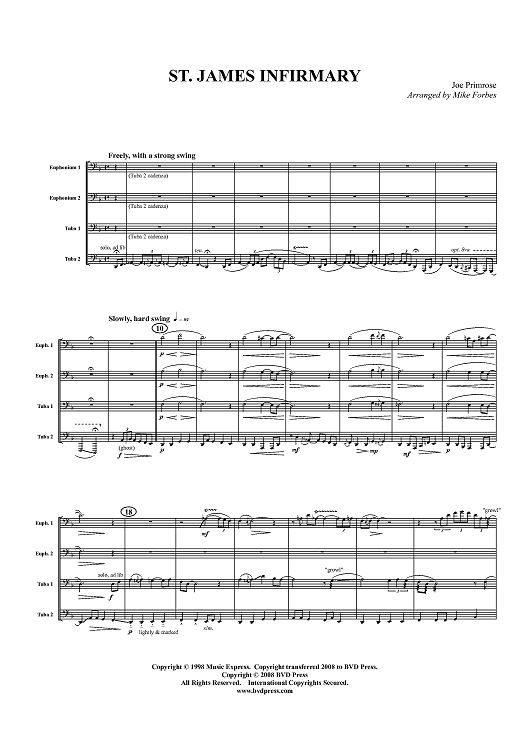 St. James Infirmary - Score