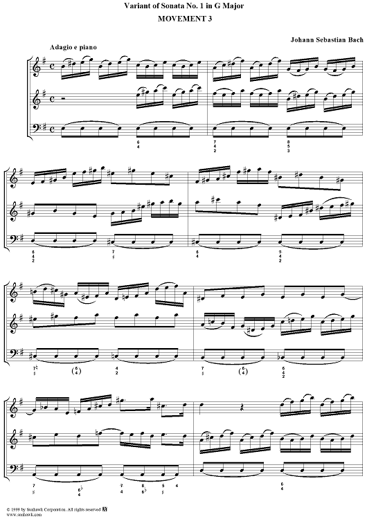 Variant of Sonata 1 in G Major for Viola da Gamba and Clavier, No. 3 - Adagio e piano