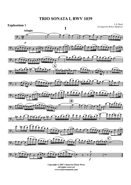 Trio Sonata I, BWV 1039 - Euphonium 1 BC/TC