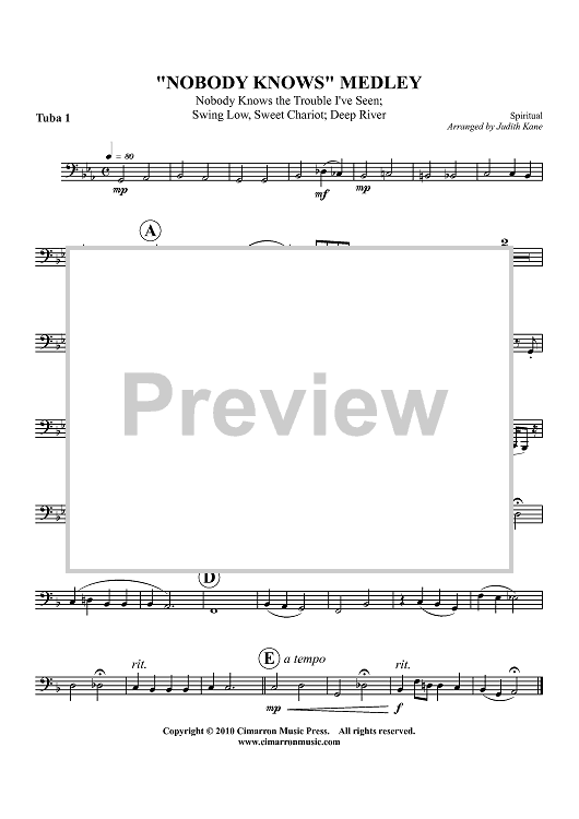 “Nobody Knows” Medley - Tuba 1