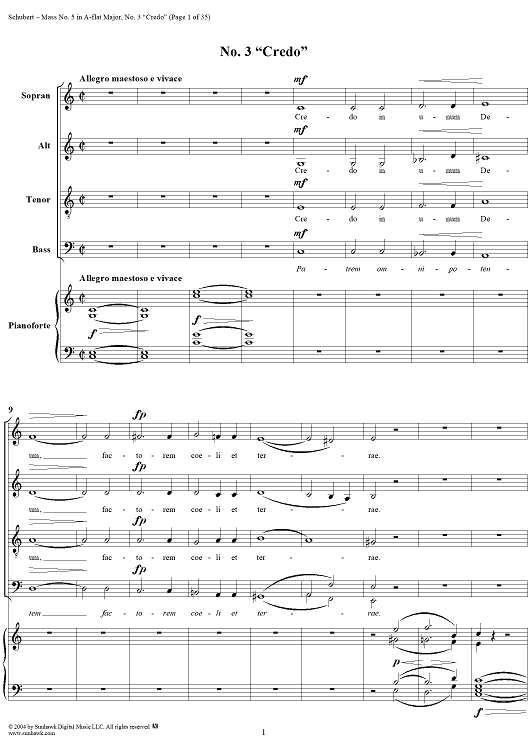 Mass No. 5 in A-flat Major, D678, No. 3: Credo