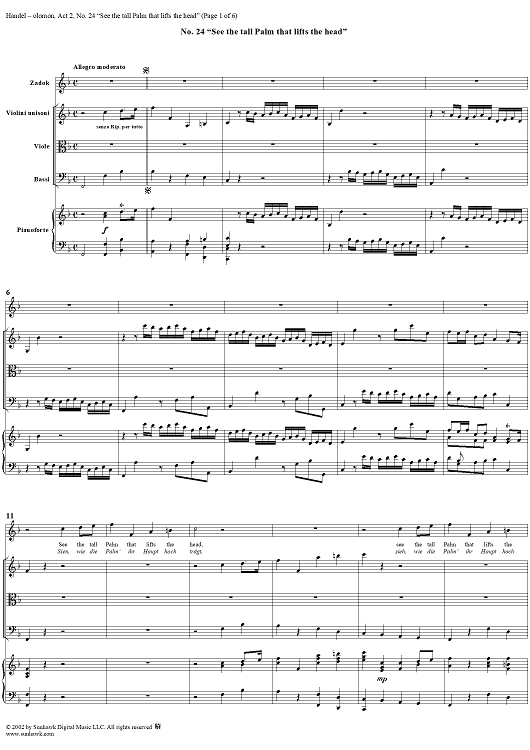 See the tall Palm that lifts the head, No. 24 from Oratorio "Solomon", Act 2 (HWV67)
