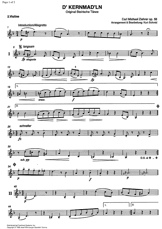 D' Kernmad'ln, Steirische Tänze, Op.58 - Violin 2