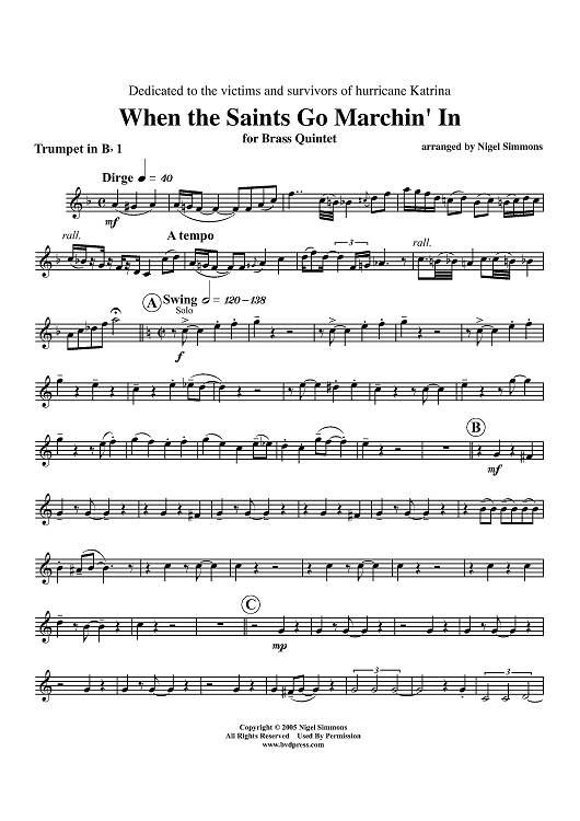 When the Saints Go Marchin' In - Trumpet 1