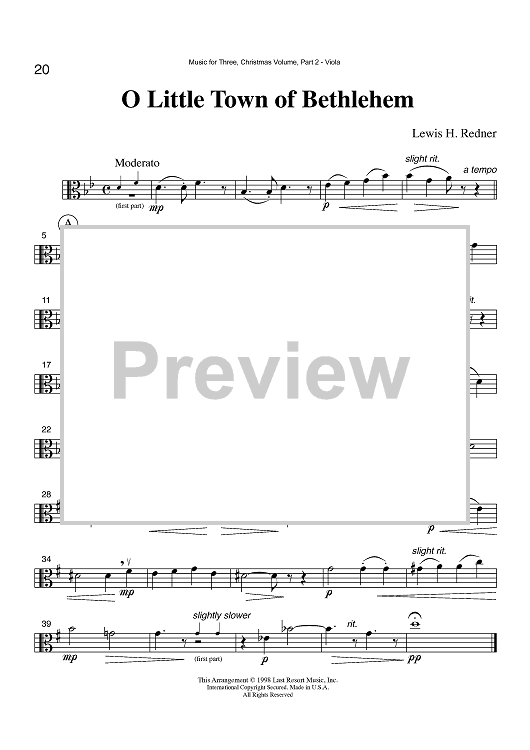 O Little Town of Bethlehem - Part 2 Viola