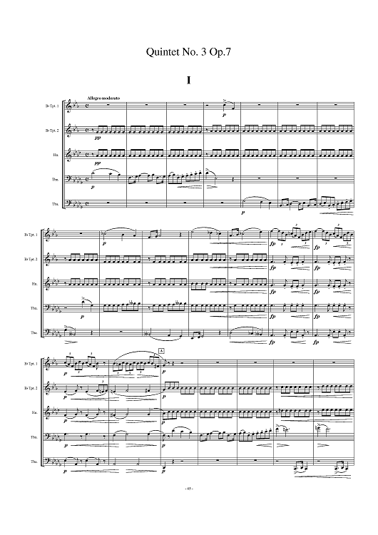 Quintet No. 3, Op. 7 - Score