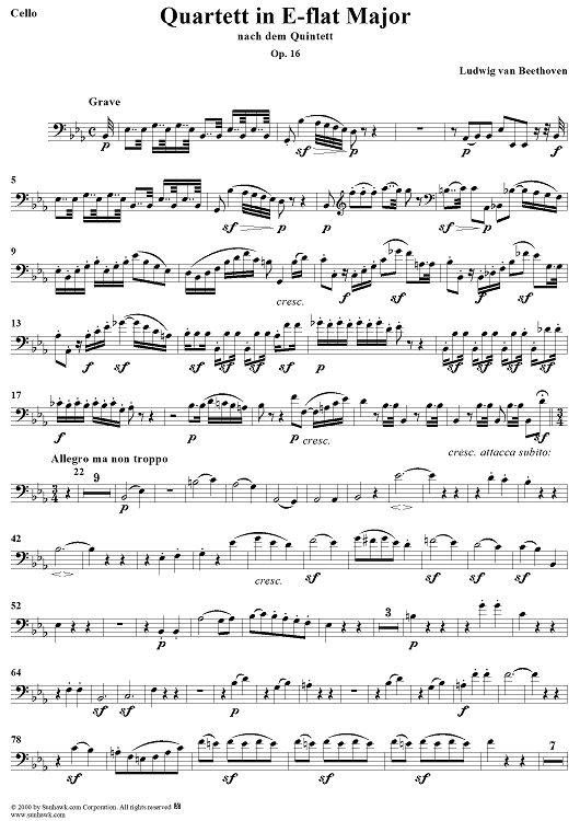 Piano Quartet in E-flat Major, Op. 16 - Cello