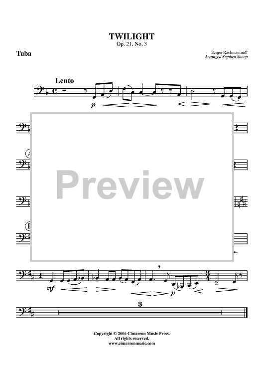 Twilight, Op. 21, No. 3 - Tuba