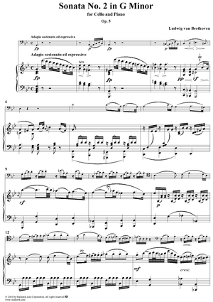 Cello Sonata No. 2 in G Minor, Op. 5, No. 2 - Piano Score
