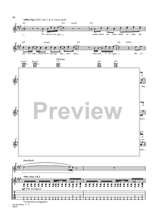 Say the Same" Sheet Music by Hoobastank for Guitar Tab/Vocal Sheet