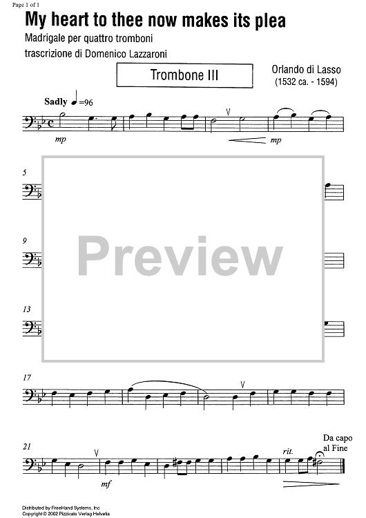 My heart to thee now makes its plea - Trombone 3