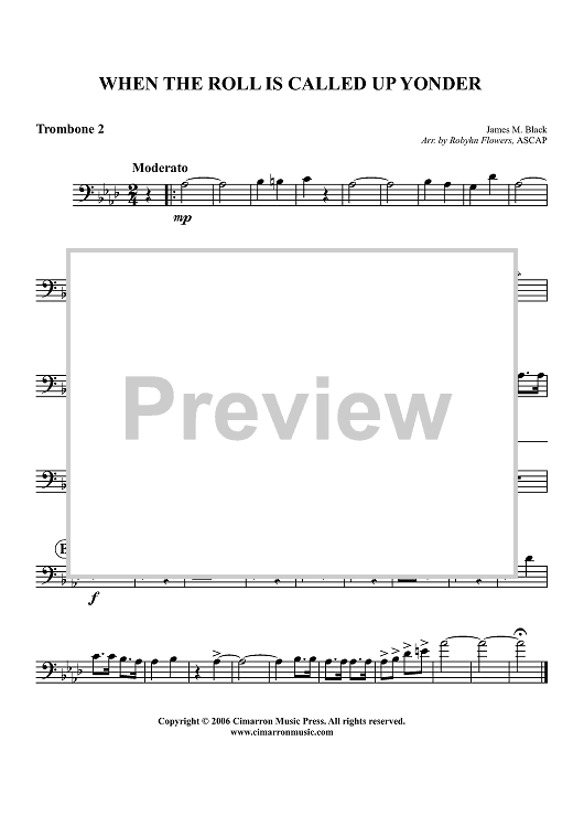 When the Roll is Called Up Yonder - Trombone 2