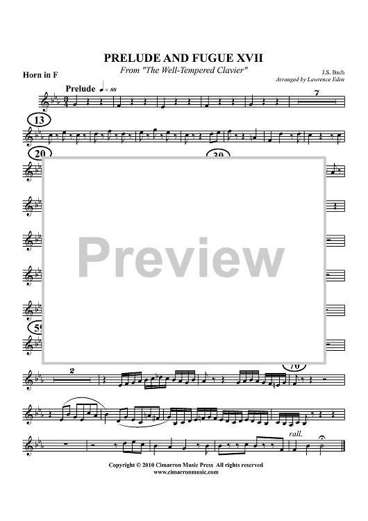 Prelude and Fugue XVII - Horn in F