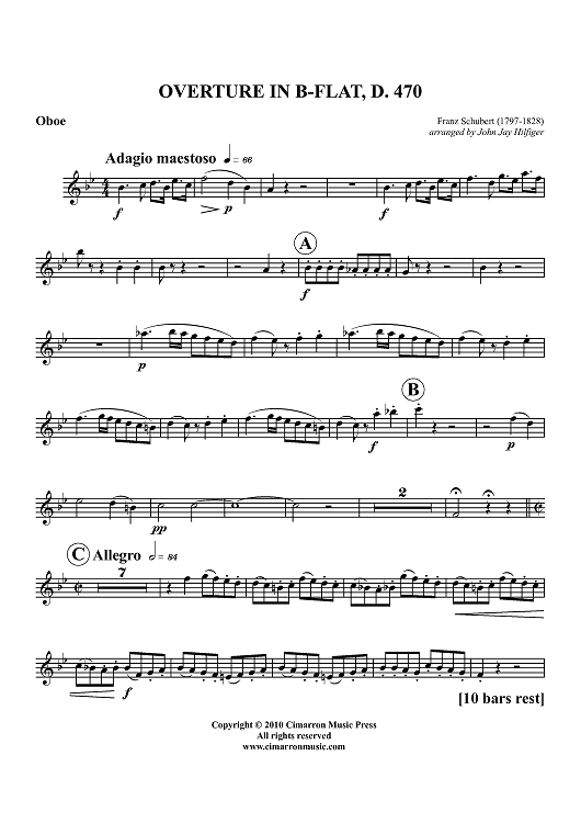 Overture in B-flat, D. 470 - Oboe