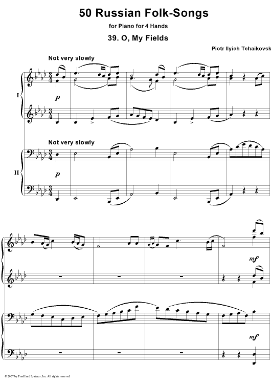50 Russian Folk-Songs. No. 39. O, My Fields