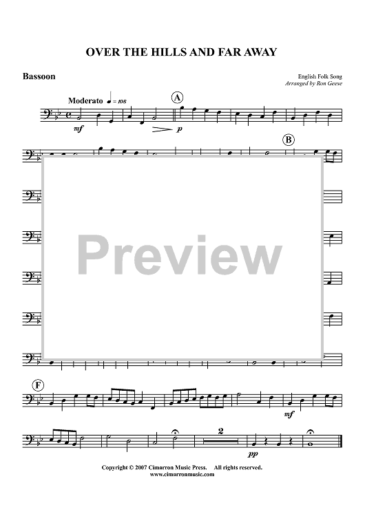 Over the Hills and Far Away - Bassoon