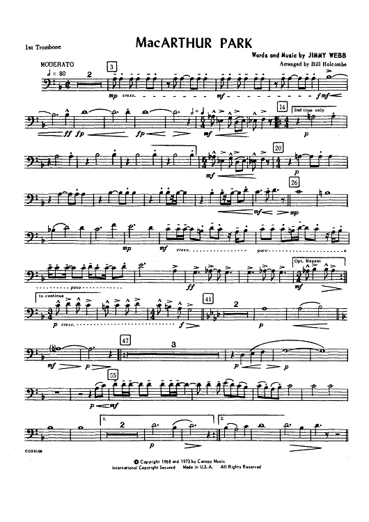 MacArthur Park - Trombone 1